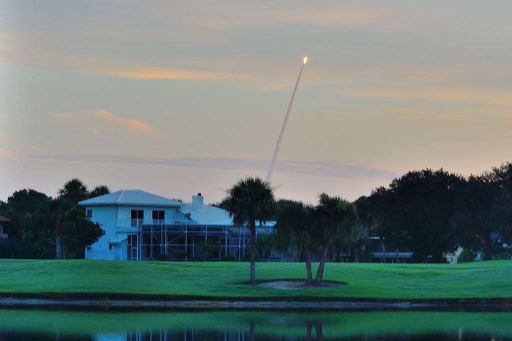 Morning launch as seen from north Melbourne