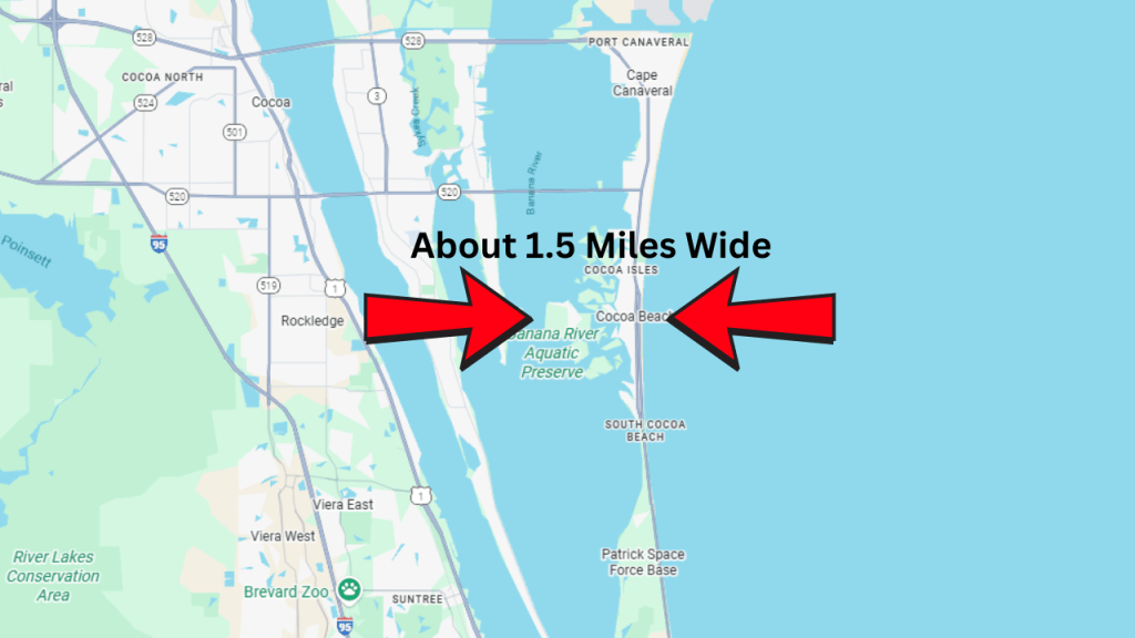 map of cocoa beach showing the widest point