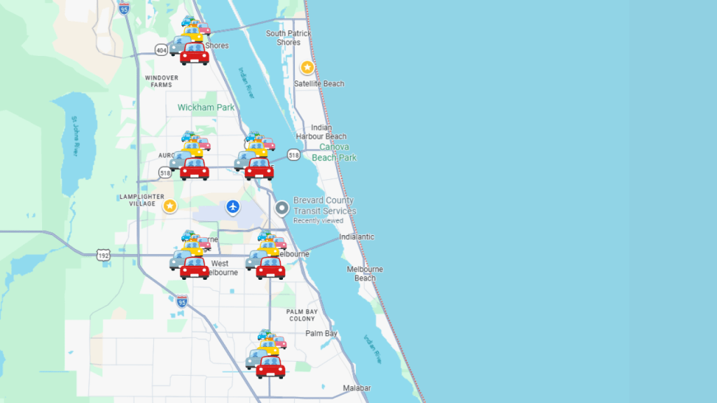 map of Melbourne area showing where the congestion happens often