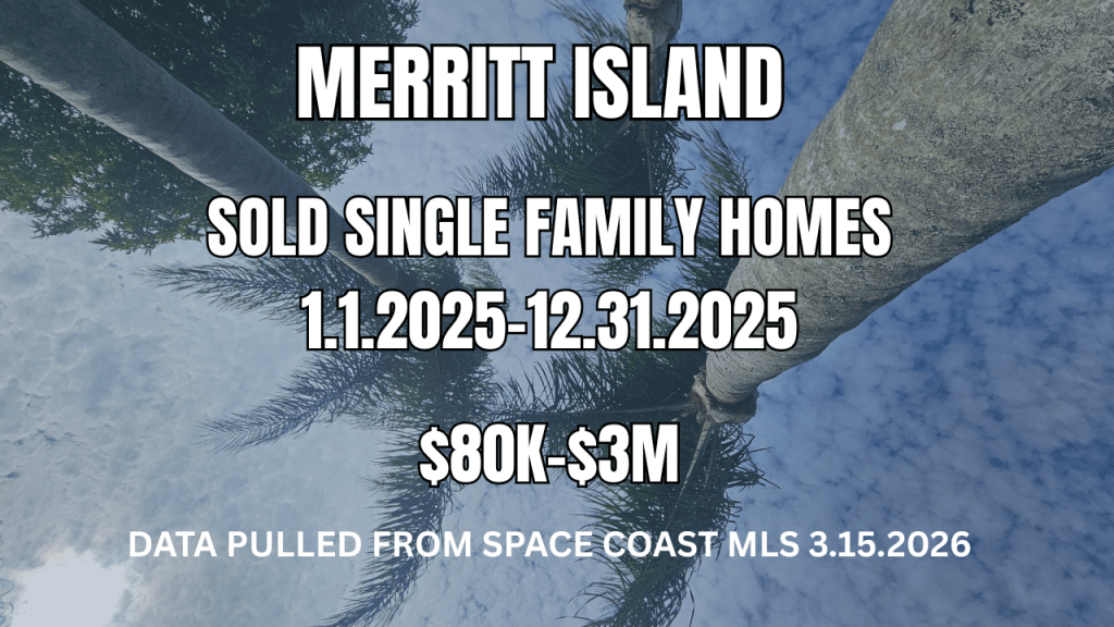 palm tree photo with text overlay showing the price range of homes in merritt island for 2025