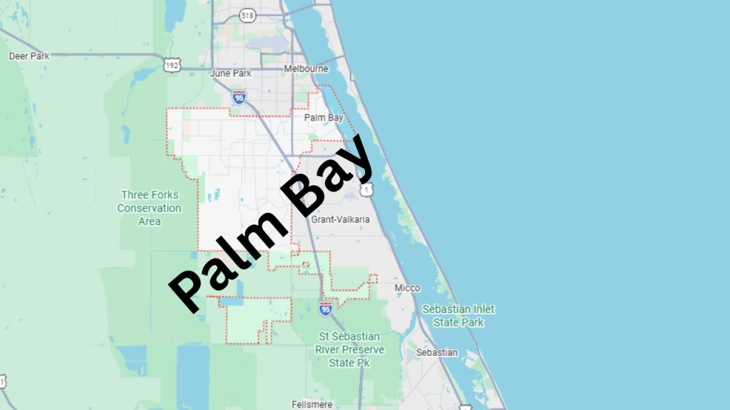 Map showing the city limits of Palm Bay