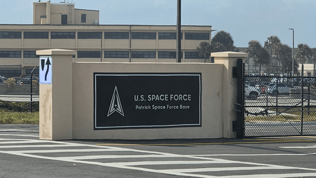Main gate at Patrick space force base