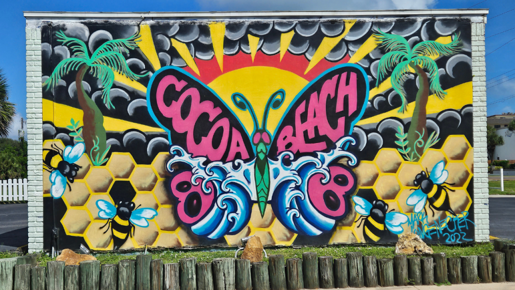 this butterfly mural is one of many around cocoa beach