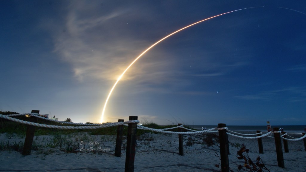 Night launc from the beach of south Cocoa Beach