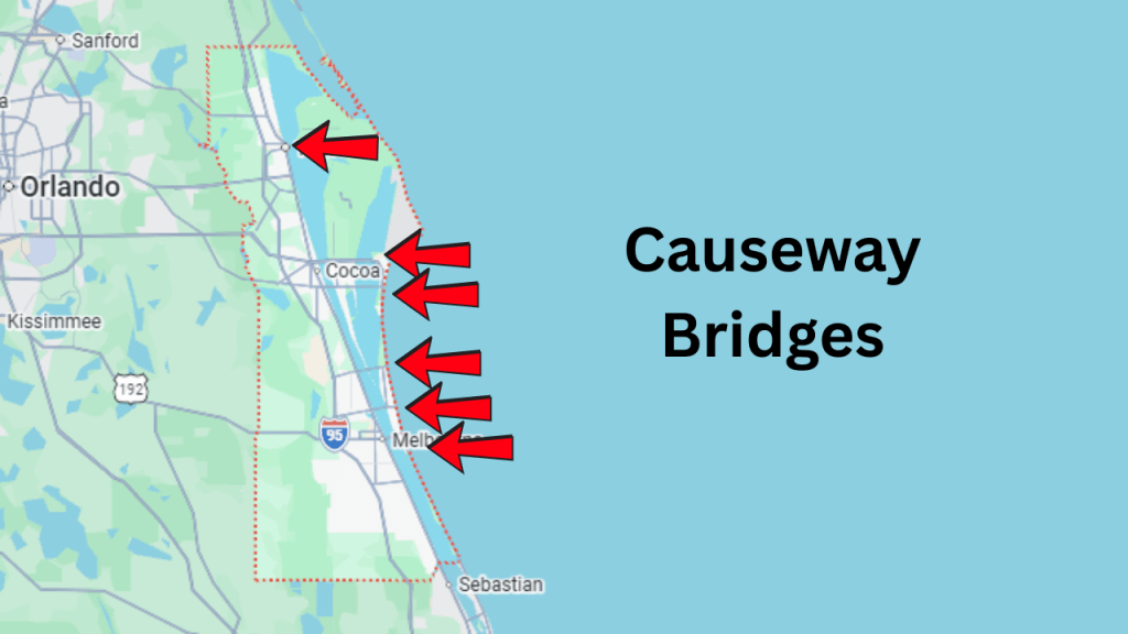 map showing the causeway bridges