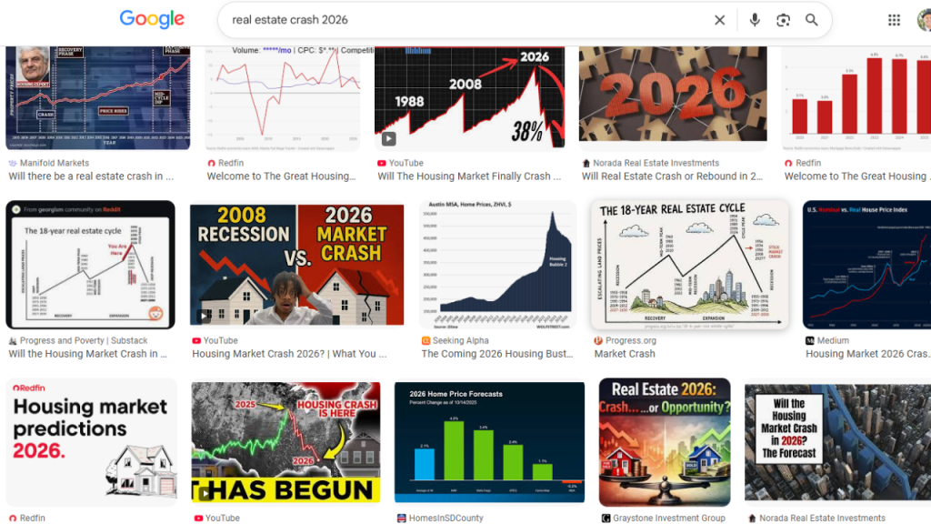 screenshot of a google search for market crash