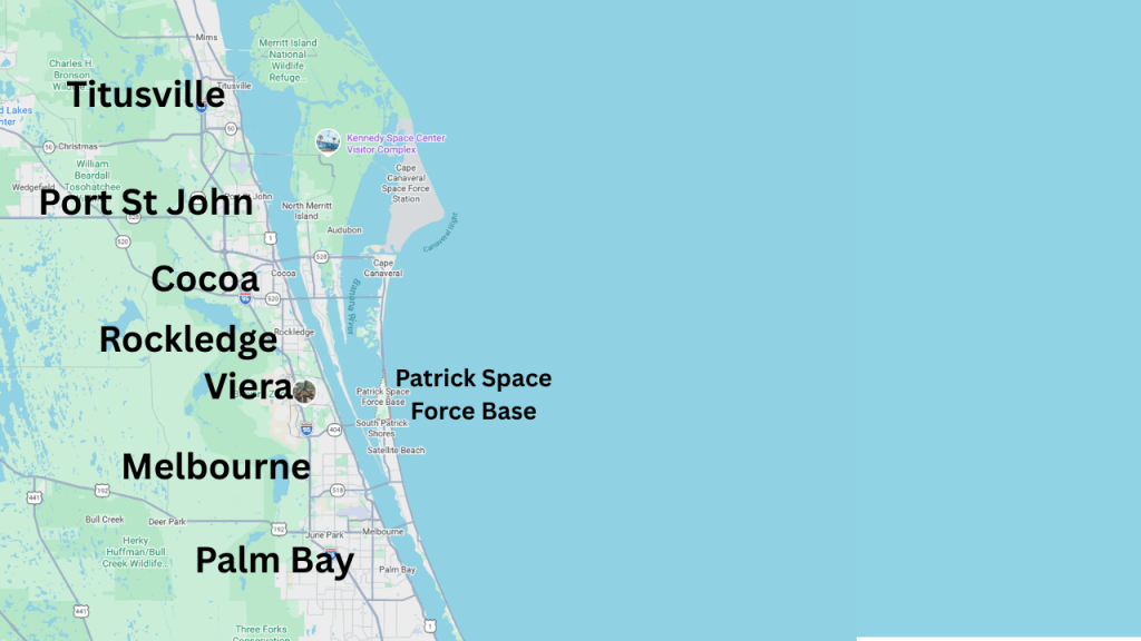 Map showing mainland cities near Patrick