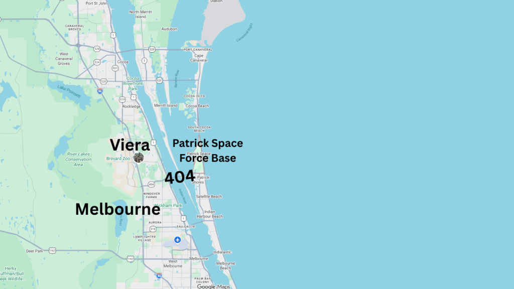 map showing Melbourne Viera and Patrick SFB
