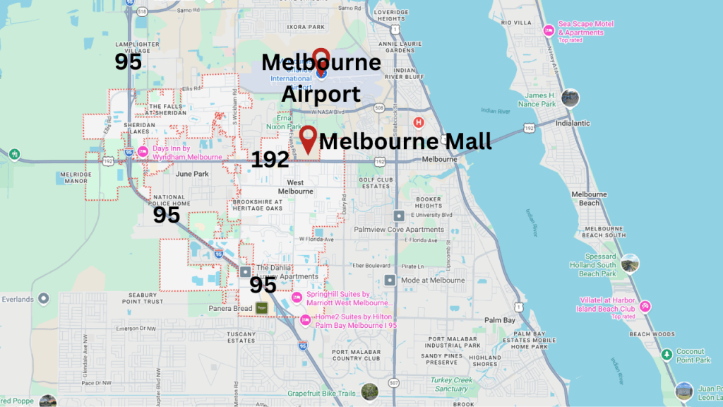 map of west melbourne showing major roadways