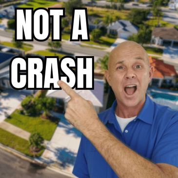 aerial view of a community in florida with Eric Larkin pointing to the text not a crash