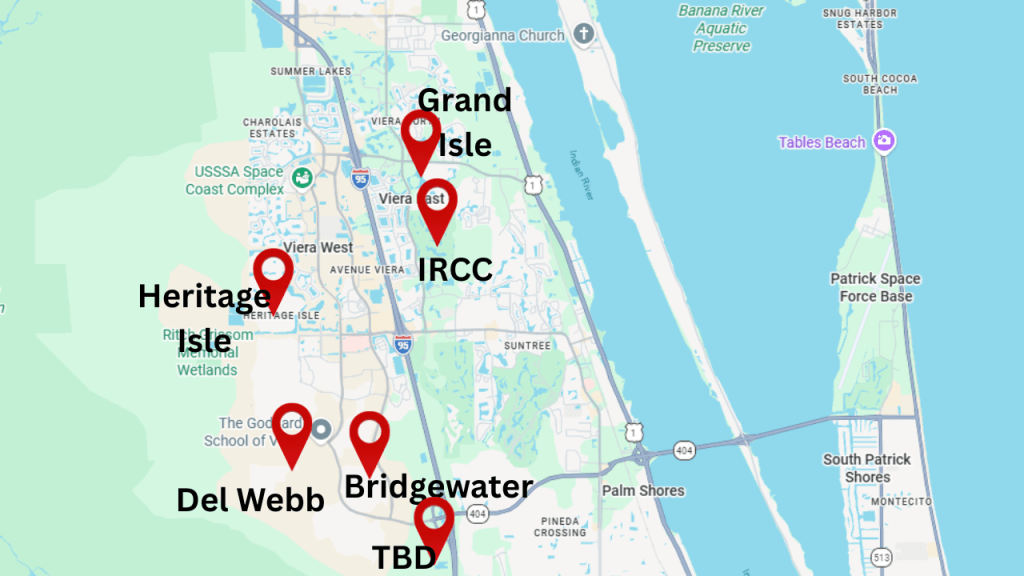 map of viera showing the location of the 55+ communities