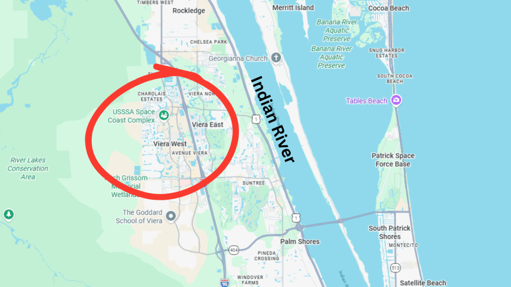 view of viera showing it is not close to the Indian River