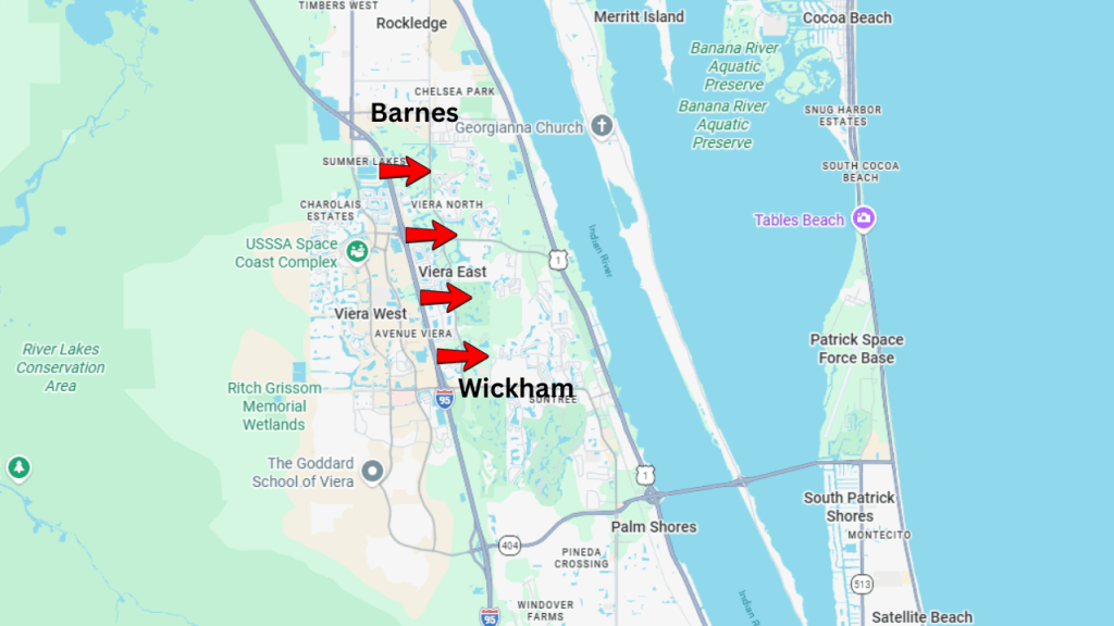 map view of viera showing the east viera area