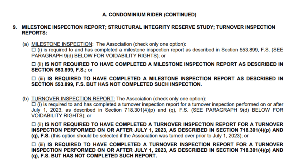 screenshot from the condo rider about requesting documentation