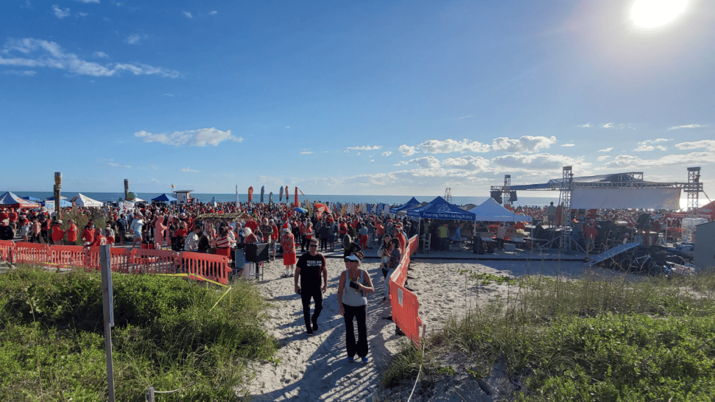 downtown cocoa beach dureing a surf contest